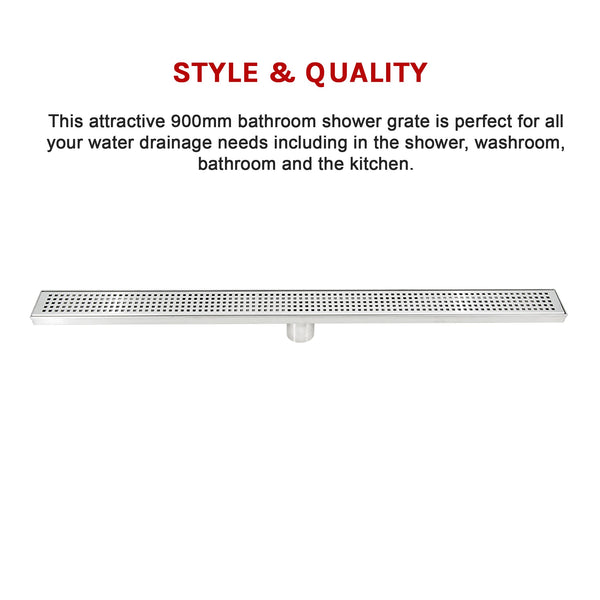 900Mm Bathroom Shower Stainless Steel Grate Drain W/Centre Outlet Floor Waste Square Pattern Drain Grates