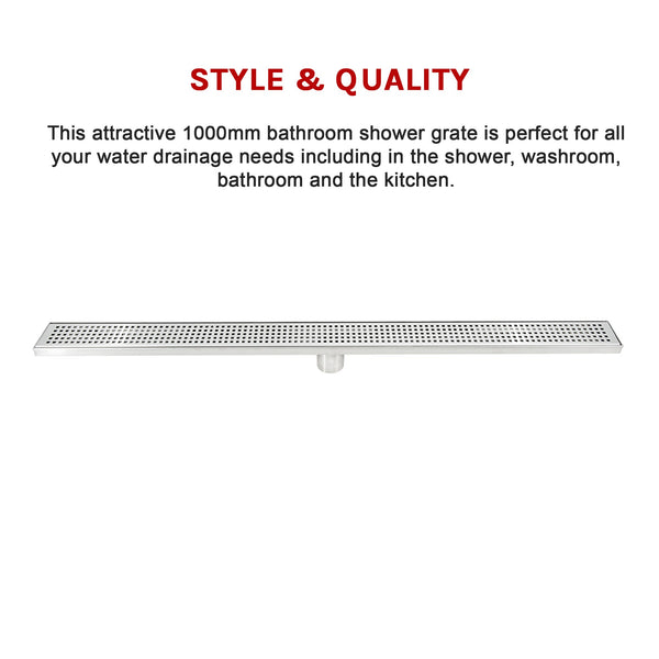 1000Mm Bathroom Shower Stainless Steel Grate Drain W/Centre Outlet Floor Waste Square Pattern Drain Grates