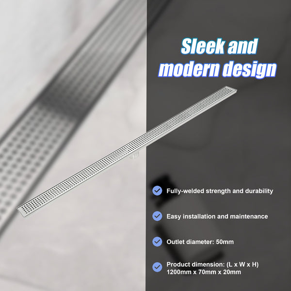 1200Mm Bathroom Shower Stainless Steel Grate Drain W/Centre Outlet Floor Waste Square Pattern Drain Grates