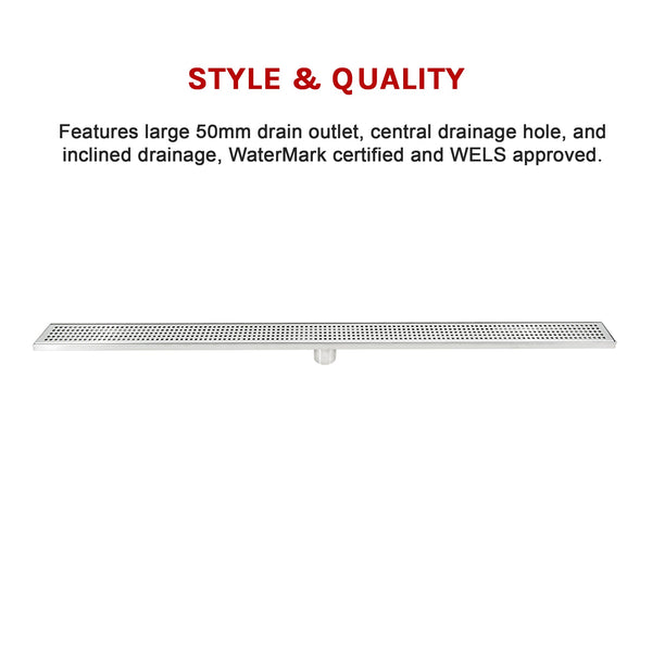 1200Mm Bathroom Shower Stainless Steel Grate Drain W/Centre Outlet Floor Waste Square Pattern Drain Grates