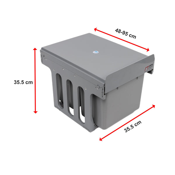 2X 15L Pull Out Trash Bin Dual Kitchen Garbage Waste Basket Cabinet Garbage Bags