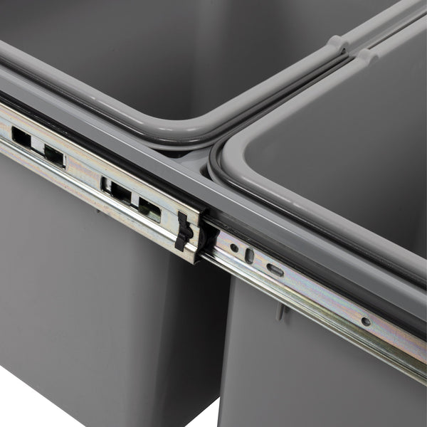 2X 15L Pull Out Trash Bin Dual Kitchen Garbage Waste Basket Cabinet Garbage Bags