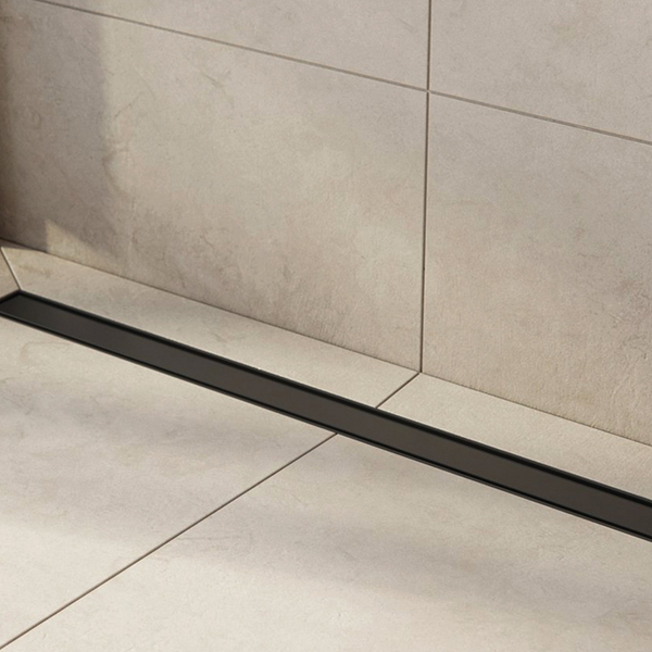 1000Mm Tile Insert Bathroom Shower Black Grate Drain W/Centre Outlet Floor Waste Drain Grates