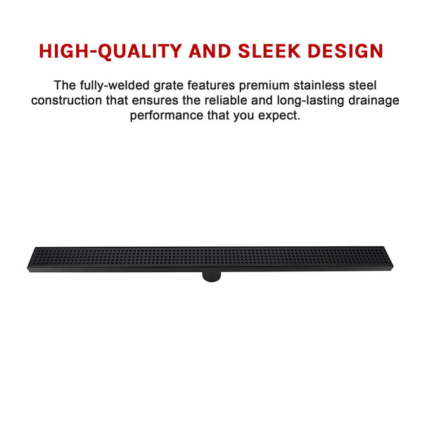 800Mm Bathroom Shower Black Grate Drain W/Centre Outlet Floor Waste Drain Grates