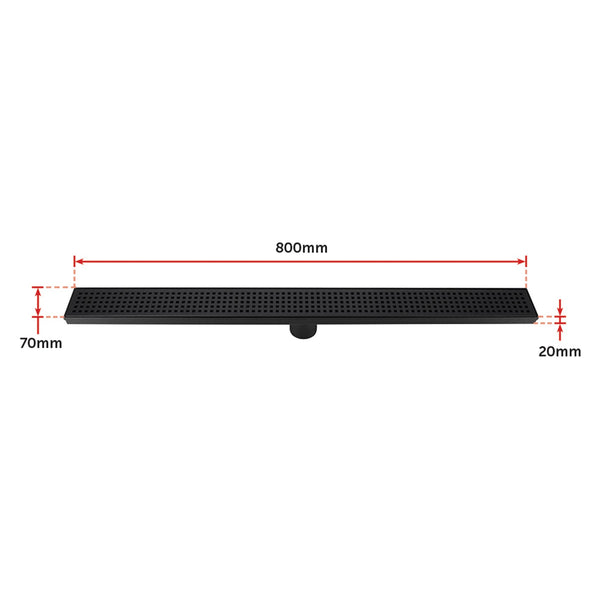 800Mm Bathroom Shower Black Grate Drain W/Centre Outlet Floor Waste Drain Grates