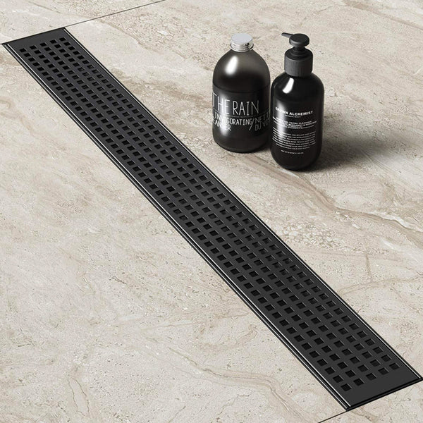 800Mm Bathroom Shower Black Grate Drain W/Centre Outlet Floor Waste Drain Grates