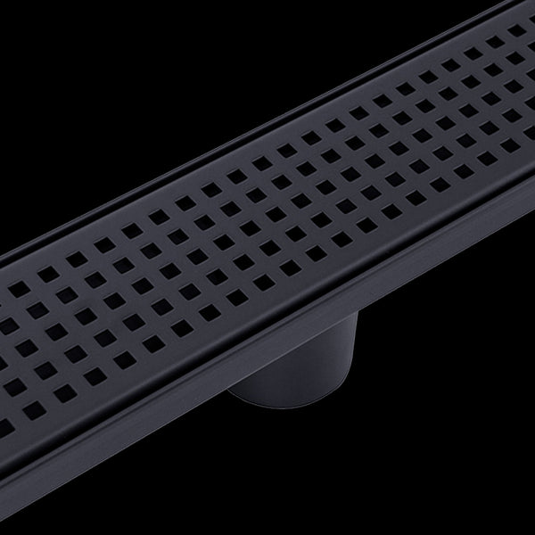 900Mm Bathroom Shower Black Grate Drain W/Centre Outlet Floor Waste Square Pattern Drain Grates