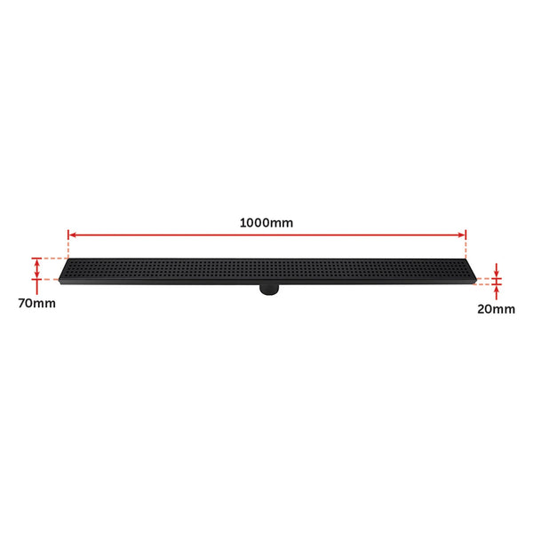 1000Mm Bathroom Shower Black Grate Drain W/Centre Outlet Floor Waste Square Pattern Drain Grates