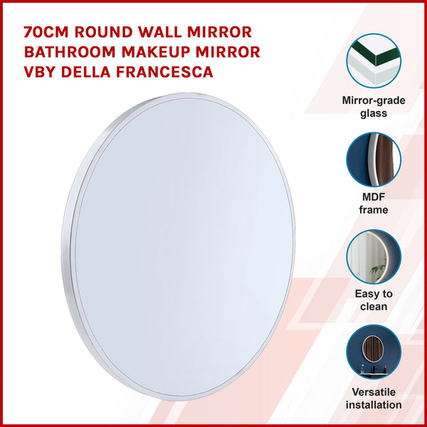 Della Francesca 70Cm Round Wall Mirror Bathroom Makeup By Placeholder