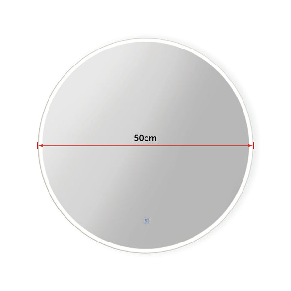 50Cm Led Wall Mirror Bathroom Light Decor Round Mirrors