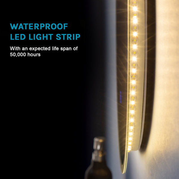 50Cm Led Wall Mirror Bathroom Light Decor Round Mirrors