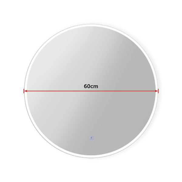 60Cm Led Wall Mirror Bathroom Light Decor Round Mirrors