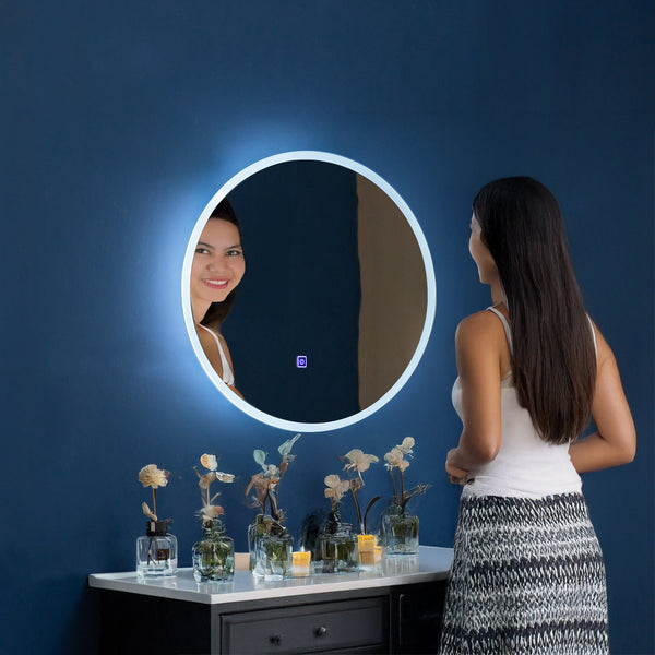 70Cm Led Wall Mirror Bathroom Light Decor Round Mirrors