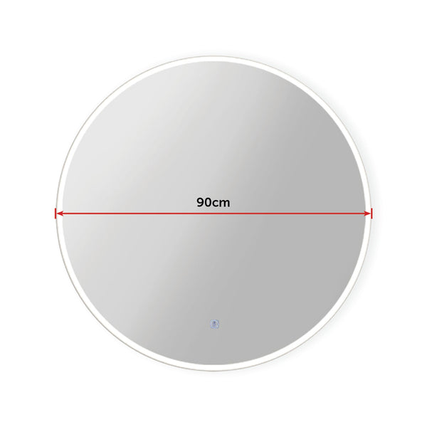 90Cm Led Wall Mirror Bathroom Light Decor Round Mirrors