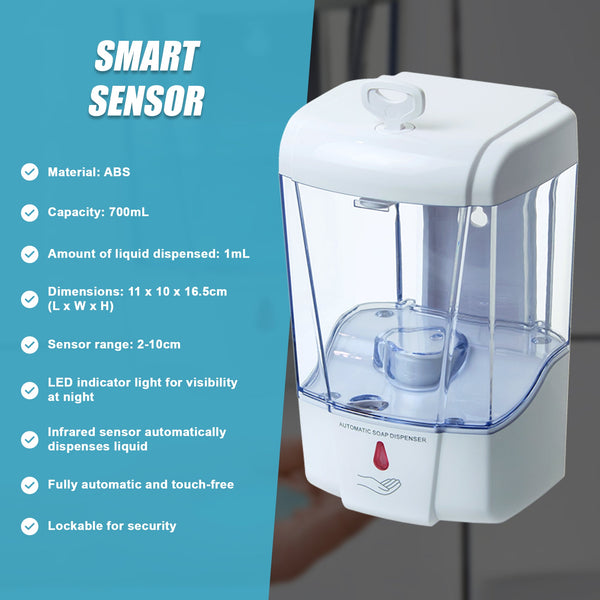 Automatic Liquid Soap/Alcohol Sanitizer Dispenser 700Ml Hands Free Sensor Wall Soap Dishes & Dispensers