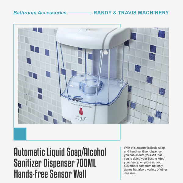 Automatic Liquid Soap/Alcohol Sanitizer Dispenser 700Ml Hands Free Sensor Wall Soap Dishes & Dispensers