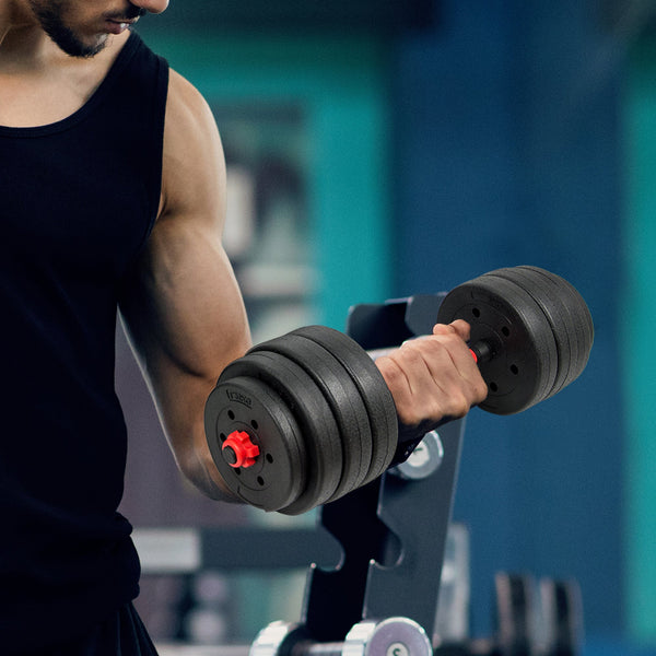 30Kg Rubber Dumbbell Set Barbell Home Gym Exercise Weights Dumbbells