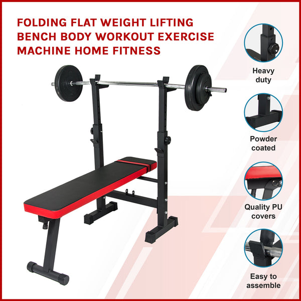 Folding Flat Weight Lifting Bench Body Workout Exercise Machine Home Fitness Weights Benches