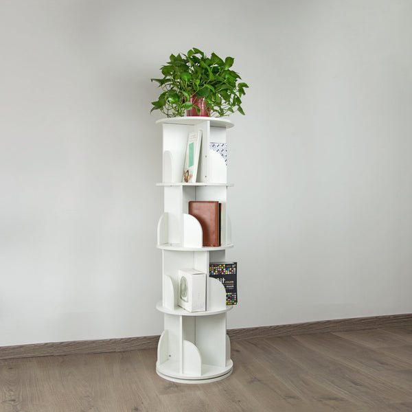 360 Degree Rotating 4 Tier Display Shelf Bookcase Organiser Bookshelves
