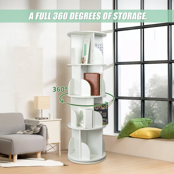360 Degree Rotating 4 Tier Display Shelf Bookcase Organiser Bookshelves