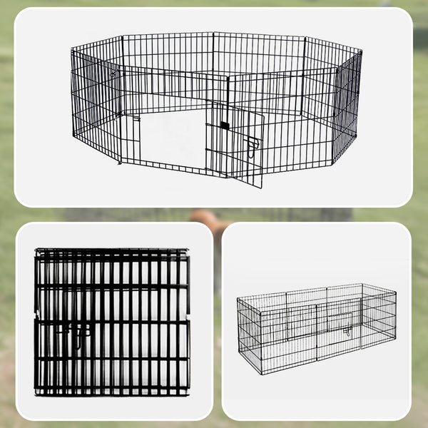 24" 8 Panel Pet Dog Playpen Puppy Exercise Cage Enclosure Fence Pen Fences & Pens