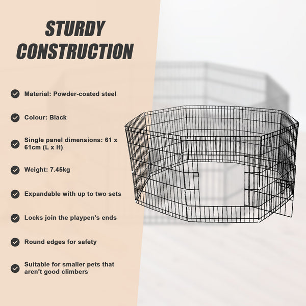 24" 8 Panel Pet Dog Playpen Puppy Exercise Cage Enclosure Fence Pen Fences & Pens