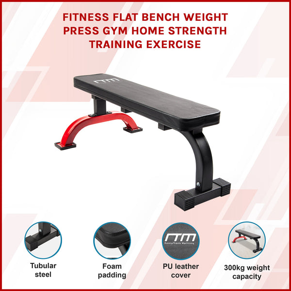 Fitness Flat Bench Weight Press Gym Home Strength Training Exercise Weights Benches