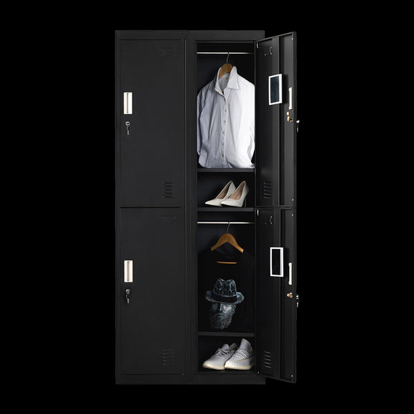 Four Door Office Gym Shed Storage Locker With 2 Keys Black Cabinets & Cupboards