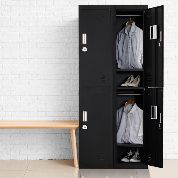 Four Door Office Gym Shed Storage Locker 3 Digit Combination Black Cabinets & Cupboards