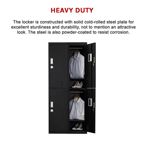 Four Door Office Gym Shed Storage Locker 3 Digit Combination Black Cabinets & Cupboards