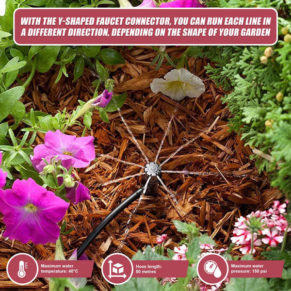 50M Hose Garden Irrigation System Plant Watering Diy Micro Drip Kits Lawn Sprinklers & Sprinkler Heads