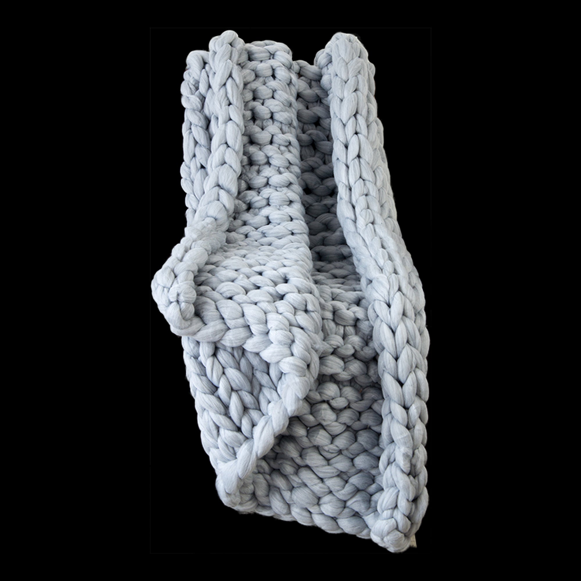 Hand Knitted Chunky Blanket Thick Acrylic Yarn Home Decor Throw Rug Grey Blankets