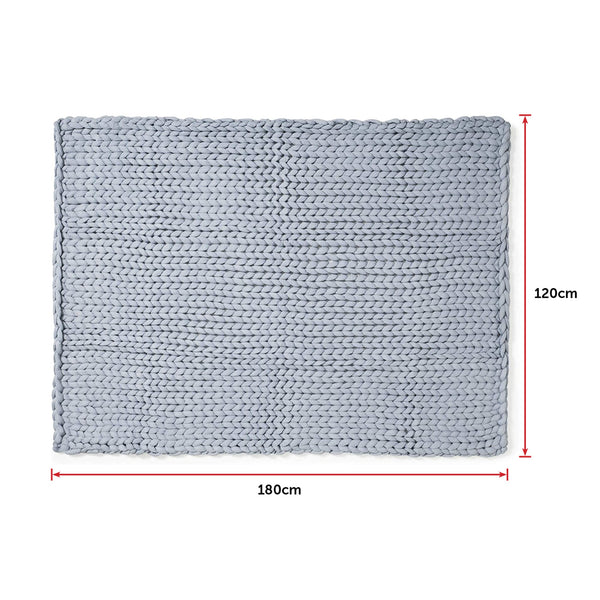 Hand Knitted Chunky Blanket Thick Acrylic Yarn Home Decor Throw Rug Grey Blankets