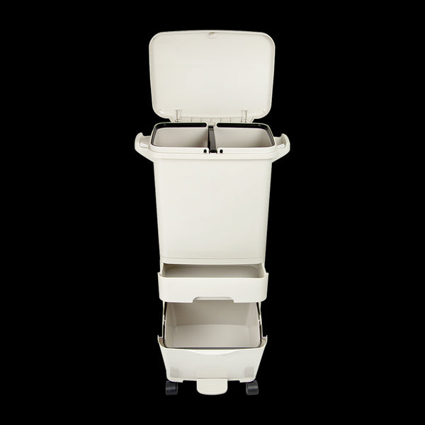 42L Rubbish Bin Waste Trash Can Pedal Recycling Kitchen Wheel Compartment Rubbish Bins