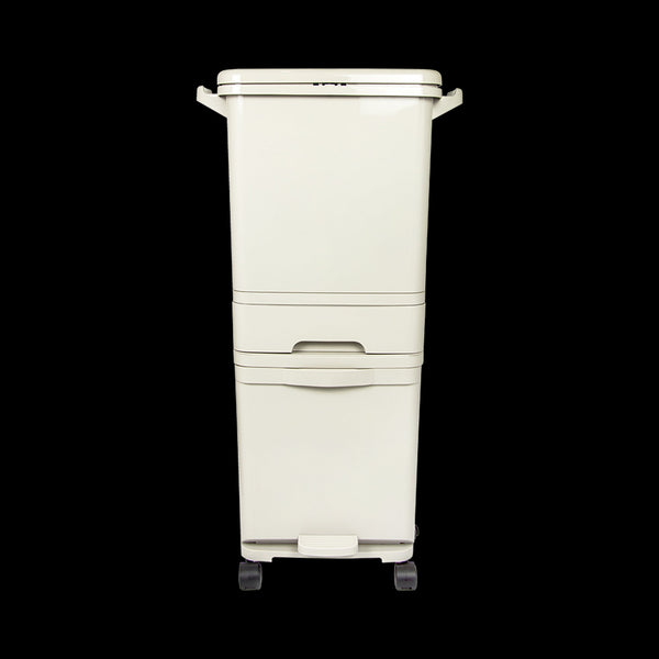 42L Rubbish Bin Waste Trash Can Pedal Recycling Kitchen Wheel Compartment Rubbish Bins