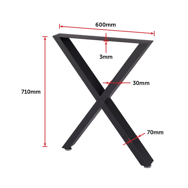X Shaped Table Bench Desk Legs Retro Industrial Design Fully Welded Black Tables