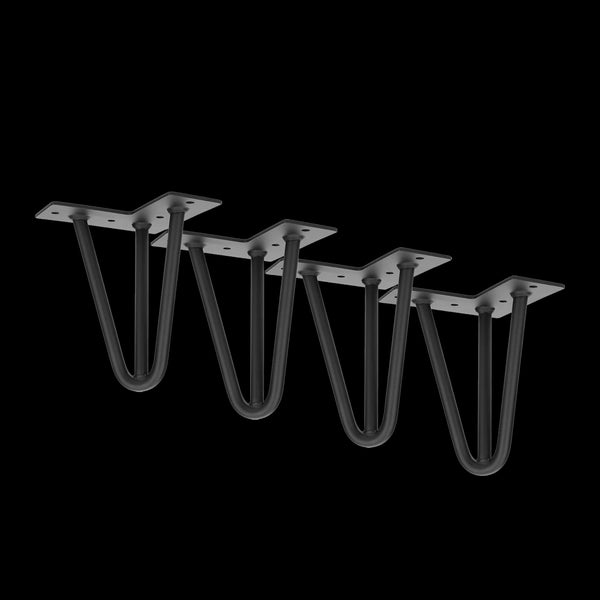 Set Of 4 Industrial 3 Rod Retro Hairpin Table Legs 12Mm Steel Bench Desk 11Cm Black Dining Table Legs