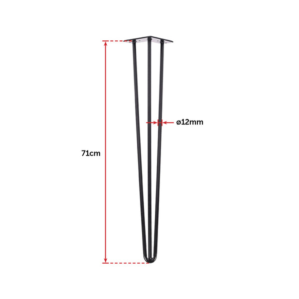 Set Of 4 Industrial 3 Rod Retro Hairpin Table Legs 12Mm Steel Bench Desk 71Cm Black Dining Table Legs