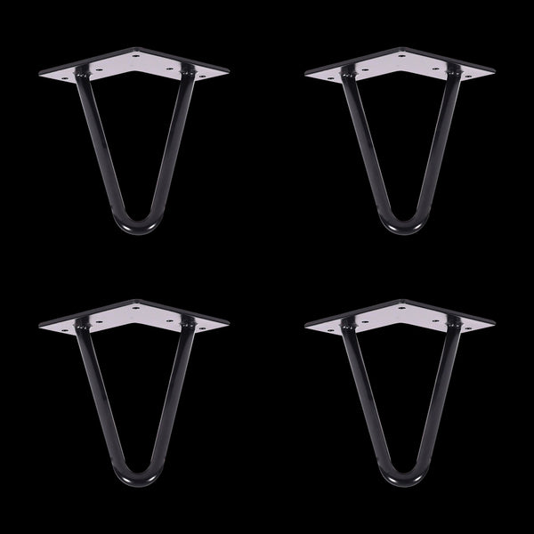 Set Of 4 Industrial Retro Hairpin Table Legs 12Mm Steel Bench Desk 11Cm Black Dining Table Legs