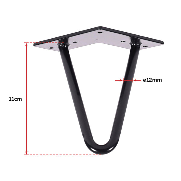 Set Of 4 Industrial Retro Hairpin Table Legs 12Mm Steel Bench Desk 11Cm Black Dining Table Legs