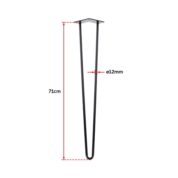 Set Of 4 Industrial Retro Hairpin Table Legs 12Mm Steel Bench Desk 71Cm Black Dining Table Legs