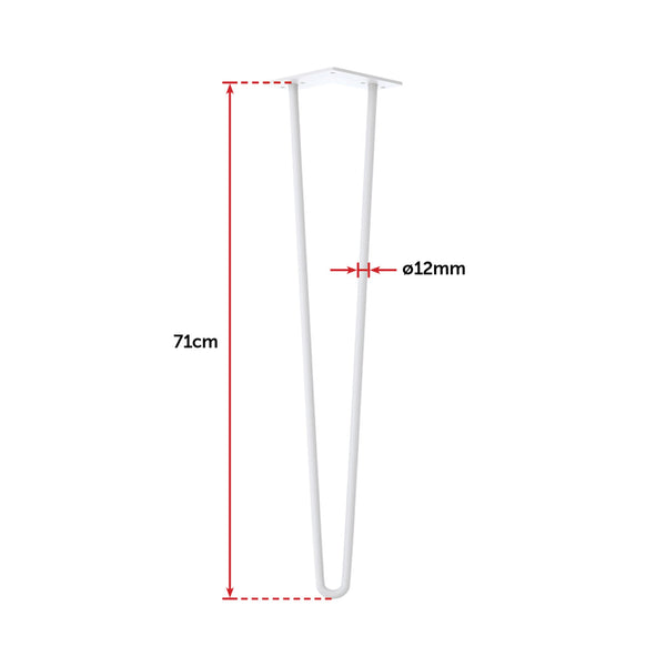 Set Of 4 Industrial Retro Hairpin Table Legs 12Mm Steel Bench Desk 71Cm White Dining Table Legs