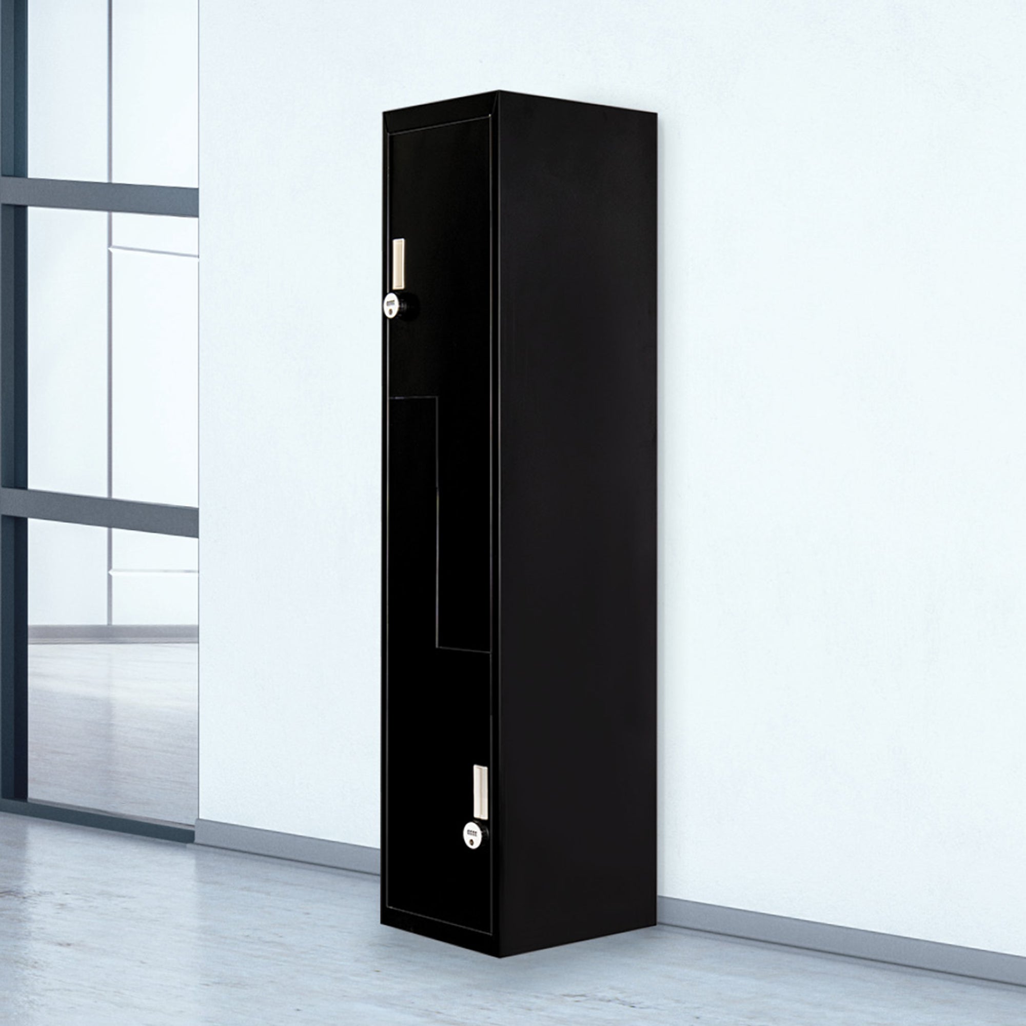 Black Two Door L Shaped Office Gym Shed Storage Lockers Cabinets & Cupboards