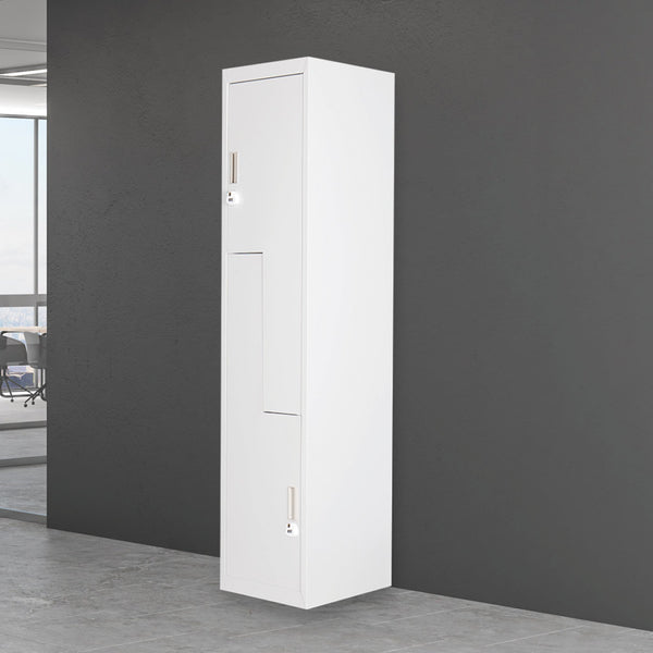 Grey Two Door L Shaped Office Gym Shed Storage Lockers Cabinets & Cupboards