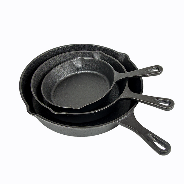 Randy & Travis Machinery Pre Seasoned Cast Iron Skillet Fry Pan Set 3 Pcs Frying Frying & Grill Pans