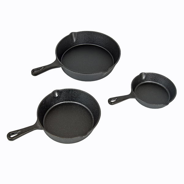 Randy & Travis Machinery Pre Seasoned Cast Iron Skillet Fry Pan Set 3 Pcs Frying Frying & Grill Pans