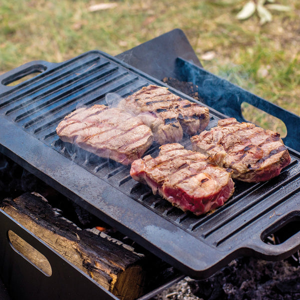 46X22 Cm Cast Iron Reversible Griddle Plate Bbq Hob Cooking Grill Pan Parts & Accessories