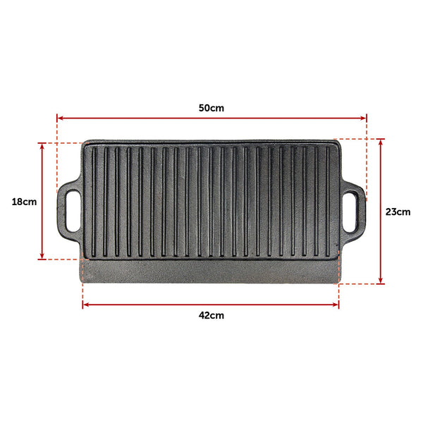46X22 Cm Cast Iron Reversible Griddle Plate Bbq Hob Cooking Grill Pan Parts & Accessories