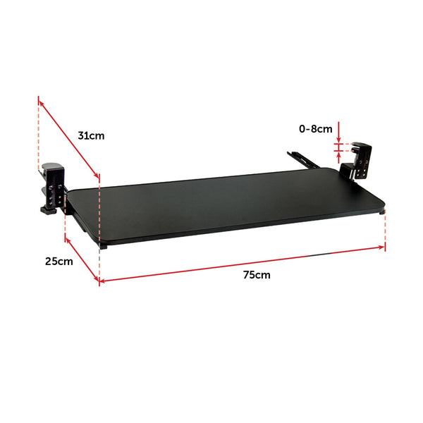 Clamp On Keyboard Tray 75Cm W X 25Cm D Extra Large Home Office Desks