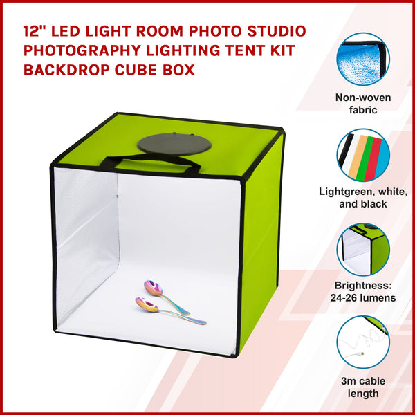 12'' Led Light Room Photo Studio Photography Lighting Tent Kit Backdrop Cube Box Other Lighting & Studio